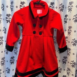 Good Lad Red Felt and Black Velvet Swing Coat Size 6 Girls